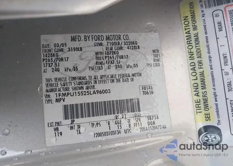 2005 Ford Expedition Xlt from USA, damaged, VIN 1FMPU15525LA96003